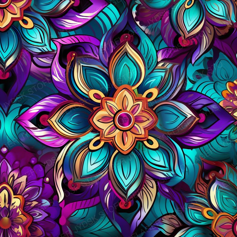 Floral Mandalas Vibrant Jewel Tone