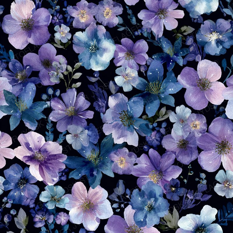 Sibbtpu61 Watercolor Floral Pattern Delicate Purple