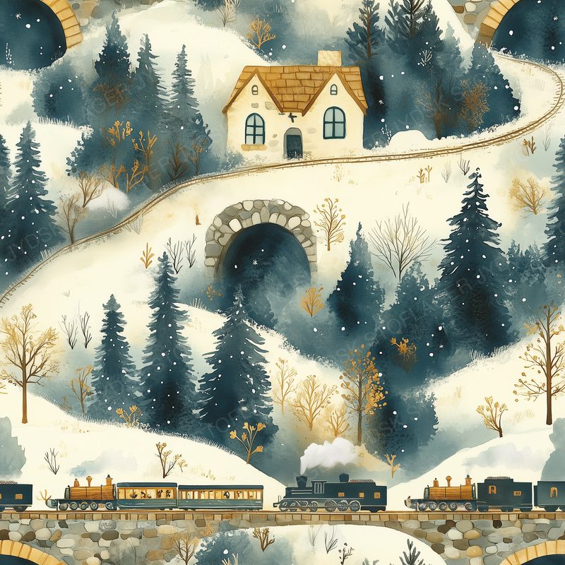 Soft Yellow Old-Timey Trains with Cheerful Animal P