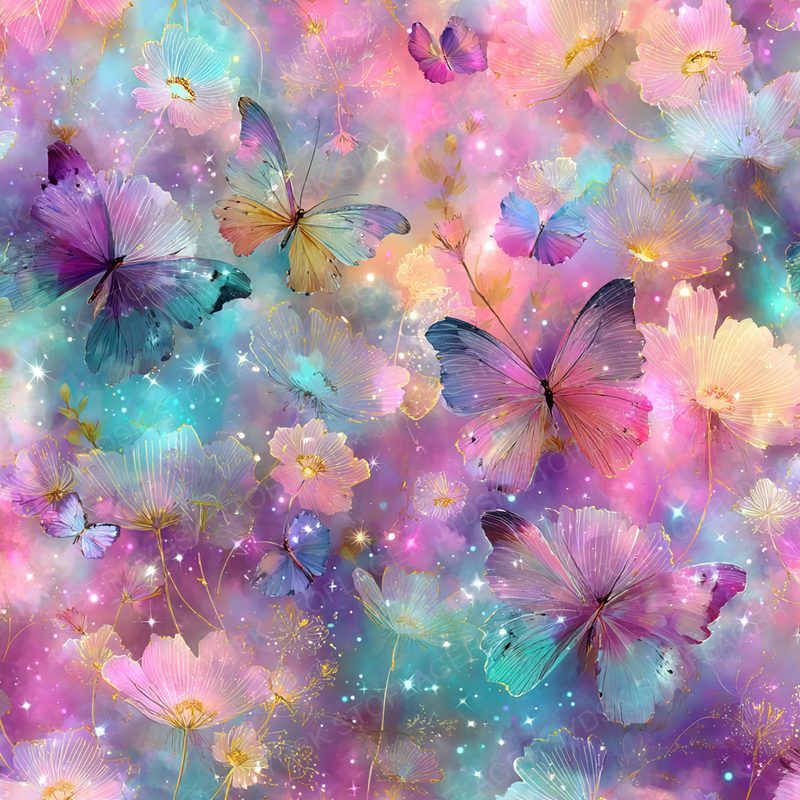 Tarasparkes 14326 Seamless Fantasy Pastel Butterflies