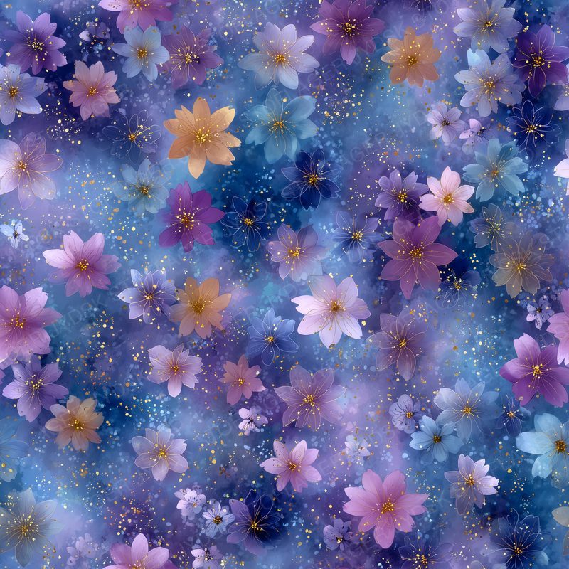 Tiny Pastel Flowers Scattered Over a Soft Twilight