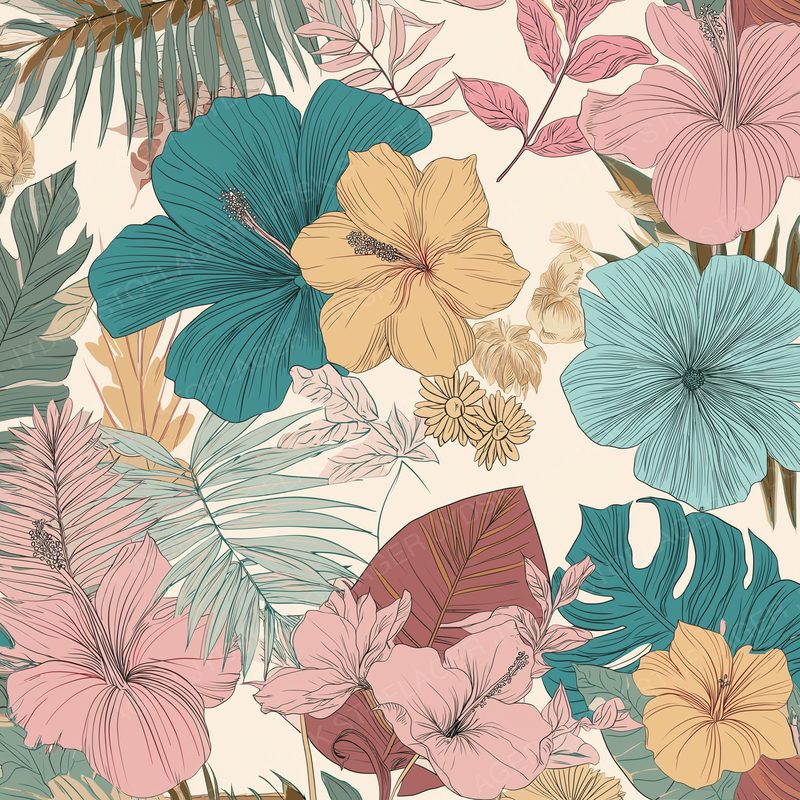 U1883181928 a Pattern of Tropical Flowers and Leaves