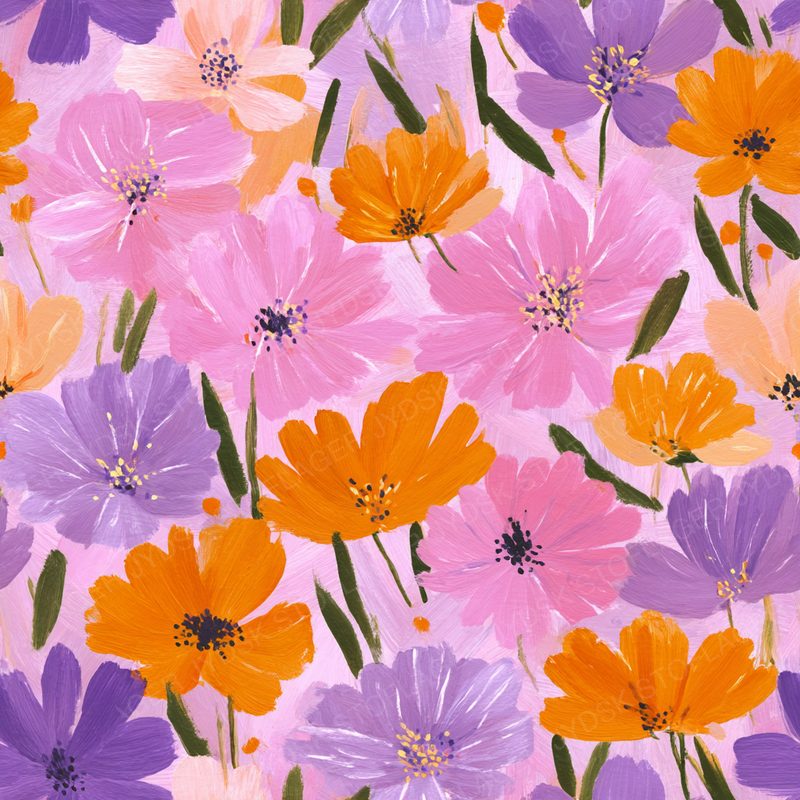 Unknowniklu0651 Large Floral Pattern of Pink Orange
