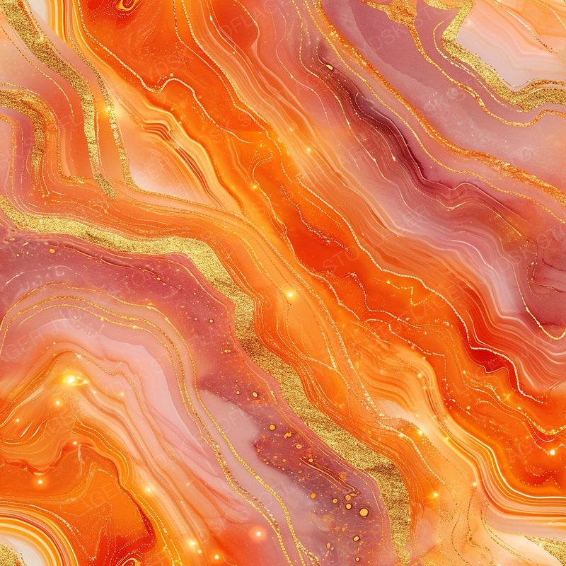 Warm Hues of Orange and Pink Agate Pattern Blend Wi