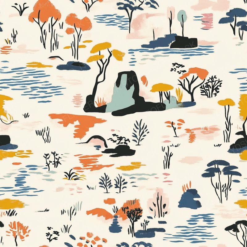 Wspd. Vintage Wallpaper Pattern of Small Colorful