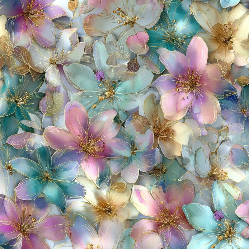 Yinge 10203 3D Style Floral Pastel Colors Colorful