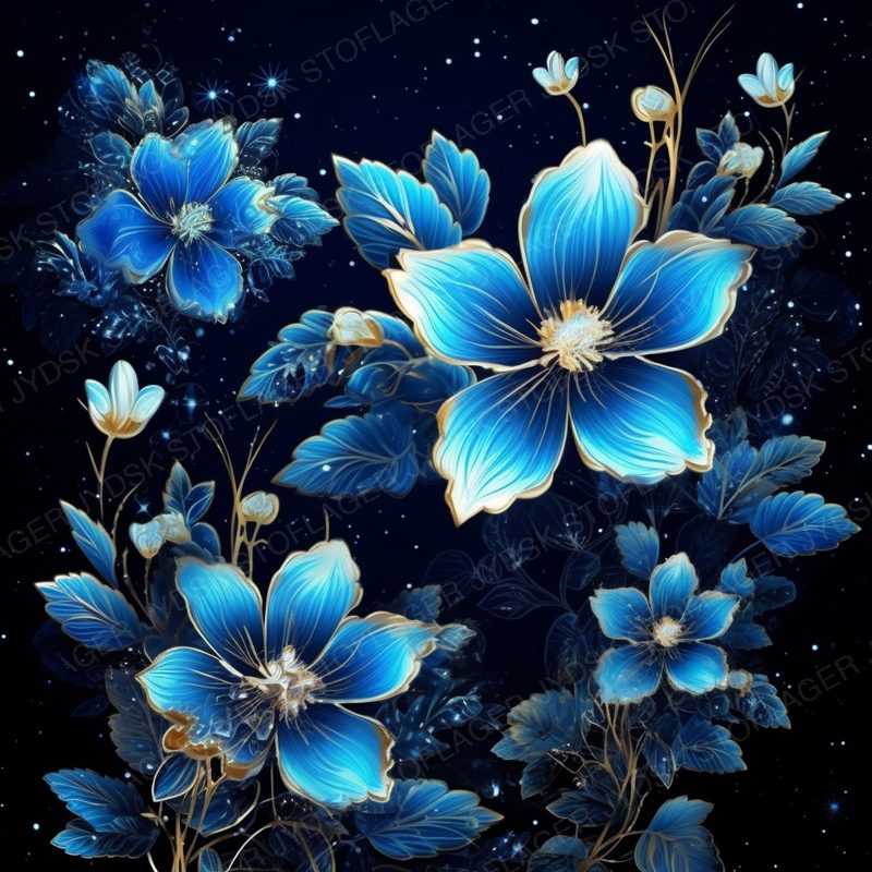 Zhouhualin Blue Flowers in the Dark with Stars in