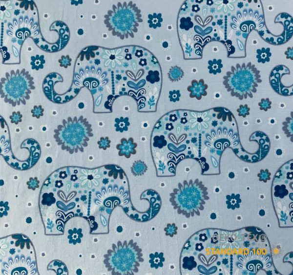 Jersey print med elefanter - blå