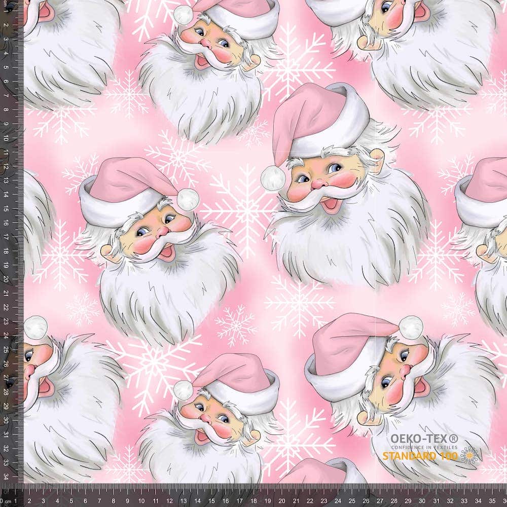 Jersey print med lyserøde julemænd