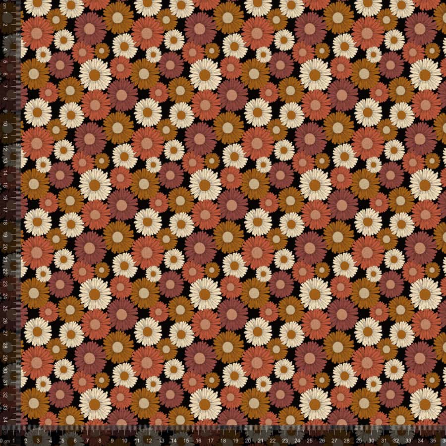 Jersey print med små blomster - sort