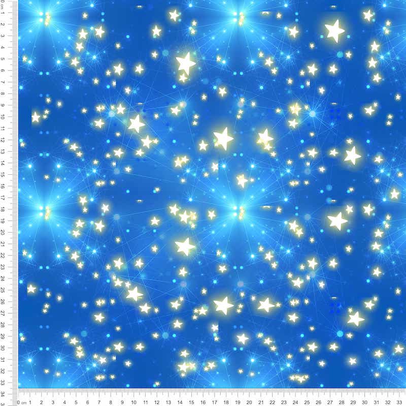 Jerseyprint med blå bund og stjerner