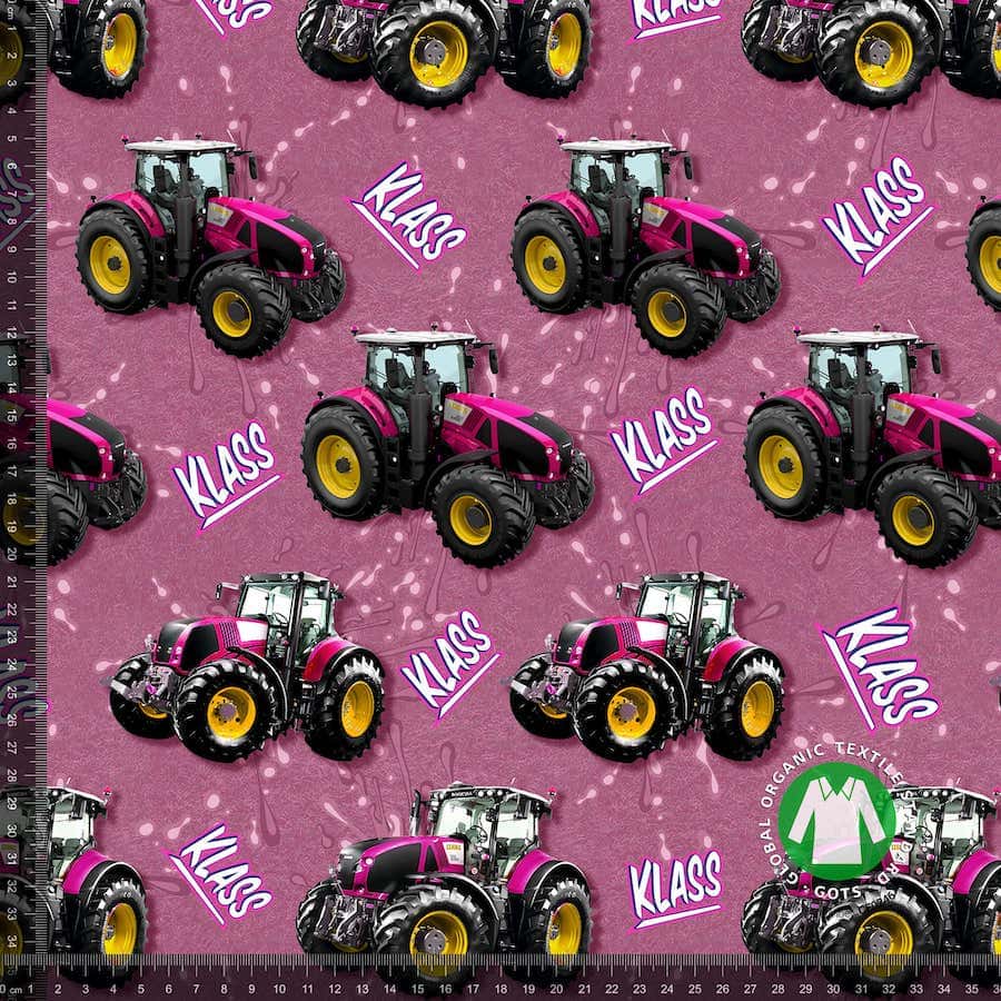 Jersey print med pink traktorer 1