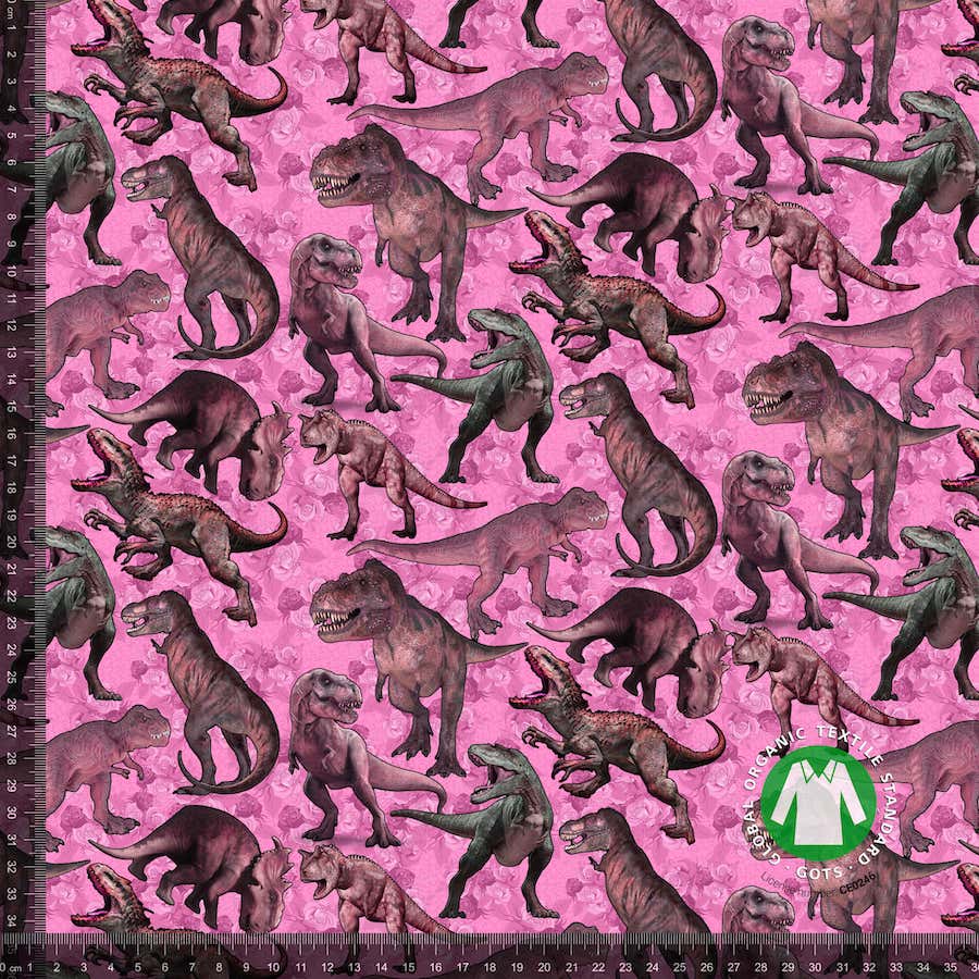 Jersey print med dinosaurer - pink 1