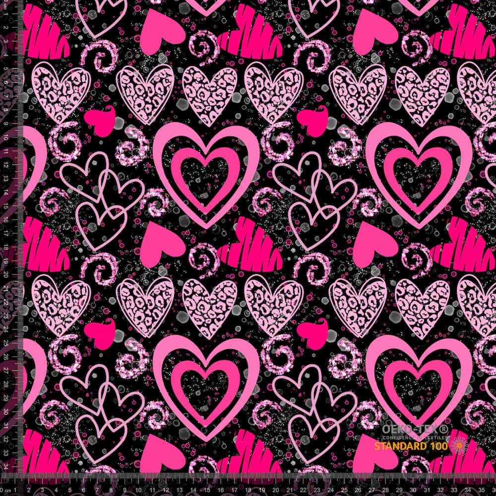 Jersey print med pink hjerter