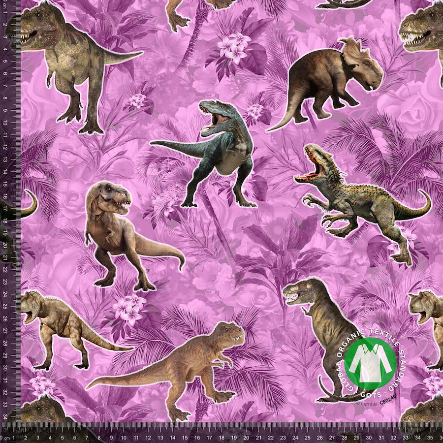 Jersey print med dinosaurer - pink 2