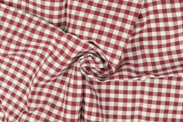 Dark red woven cotton gingham checks with classic 0.5 cm pattern