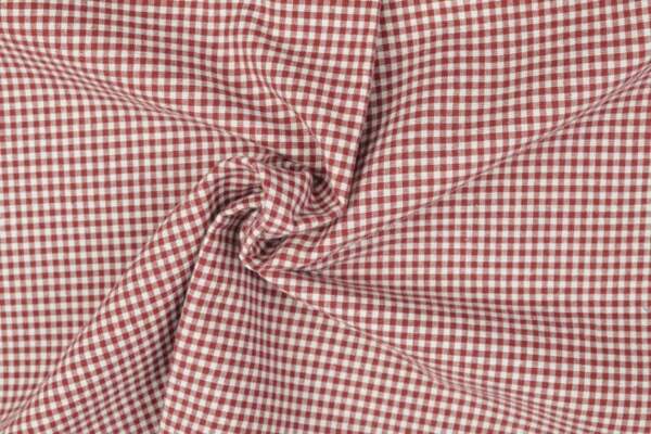 Dark red gingham checked pattern, 100% cotton, classic and warm colour