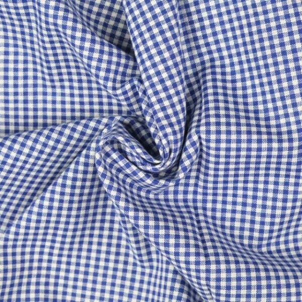Blue gingham checked pattern, 100% cotton, classic and durable quality