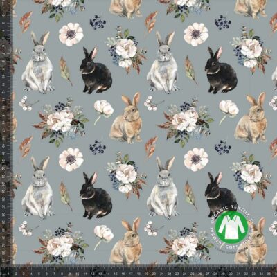 Jersey print with cute bunnies - gray - Image 1