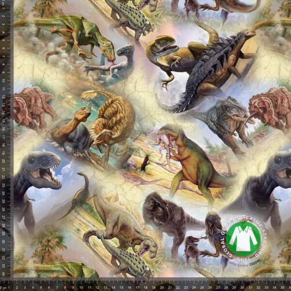 Dangerous dinosaur 3 printed cotton jersey – 220 g/m² and 160 cm wide