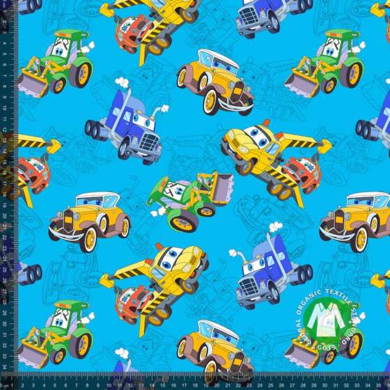 Jersey print med søde maskiner - blå - Billede 1