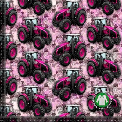 French Terry (UB) - pink tractors 2 - Image 1