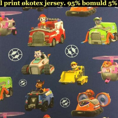Paw Patrol navy licensprint jersey stof til børnetøj – Oekotex 100 certificeret