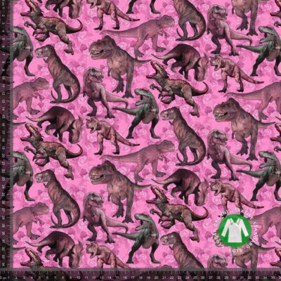 Jersey print with dinosaurs - pink 1 - Image 1
