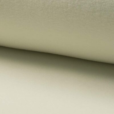 Ecru fleece antipeeling stof i varm offwhite farve — 100% polyester, Jydsk Stoflager