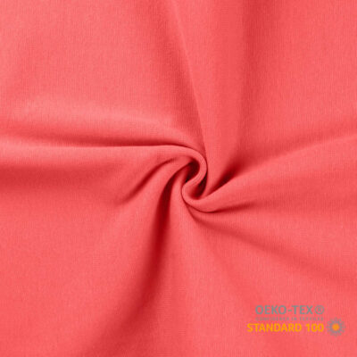 Coral circular knitted rib knit fabric in 95% cotton, 230 g/m²