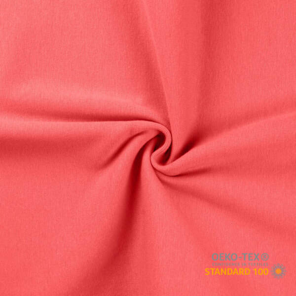 Coral circular knitted rib knit fabric in 95% cotton, 230 g/m²