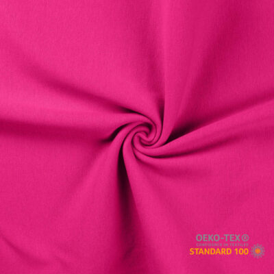 Fuchsia circular knit rib knit fabric in 95% cotton, 230 g/m²