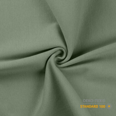 Circular knit rib knit fabric in dusty mint, 230 g/m², 70-75 cm wide