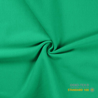 Circular knitted rib knit fabric in grass green, 230 g/m², warm natural green