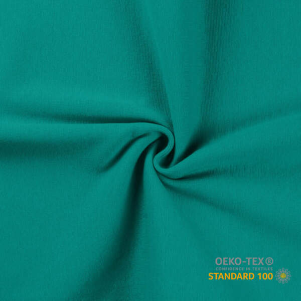 Circular knitted rib knit fabric in Smaragd, 230 g/m², deep gemstone green