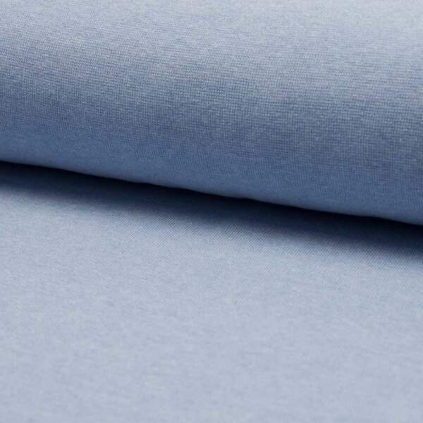 Light Blue Melange circular knitted rib knit fabric