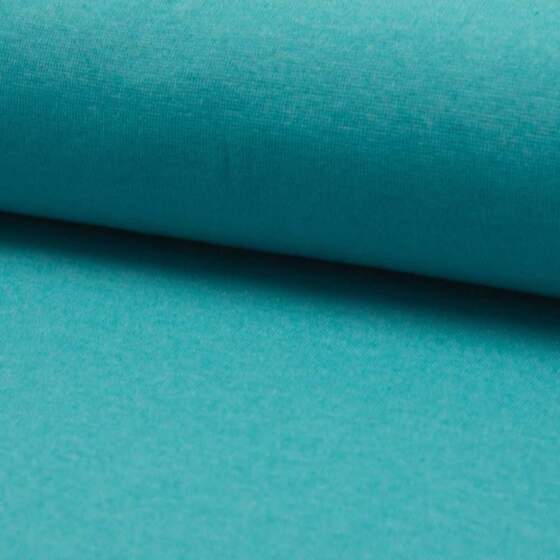 Ocean Melange rundstrikket rib stof – 230 g/m², aqua-blå melange