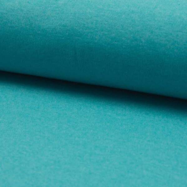 Ocean Melange circular knit rib fabric – 230 g/m², aqua blue melange