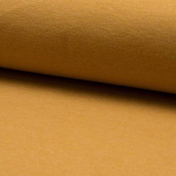 Ochre Melange circular knitted rib fabric 230 g/m²