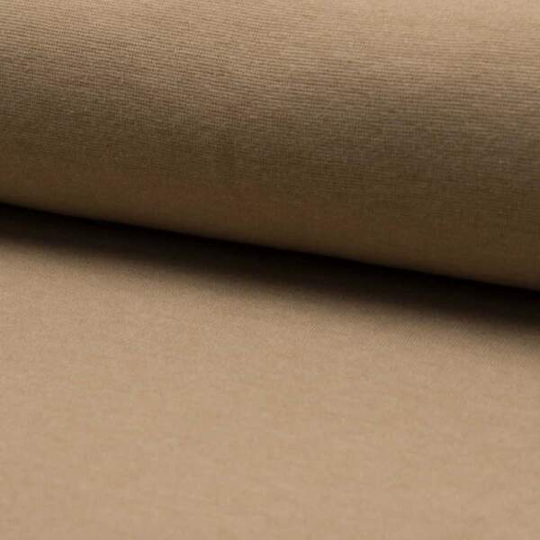 Beige Melange circular knit rib fabric 230 g/m²