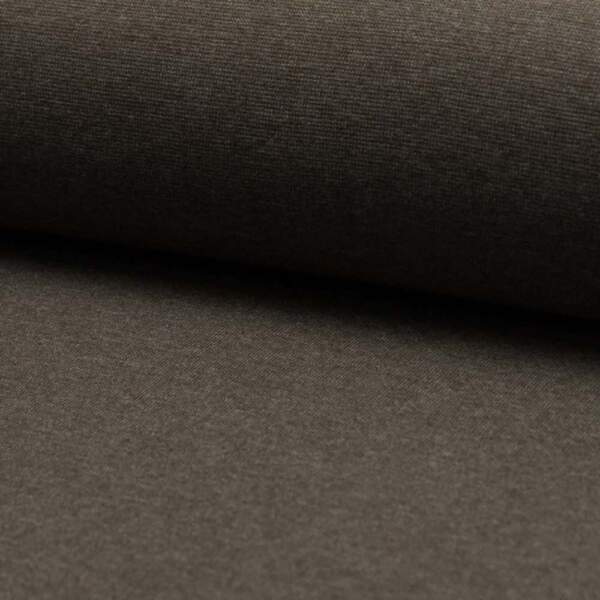 Dark Brown Melange circular knitted rib fabric 230 g/m²