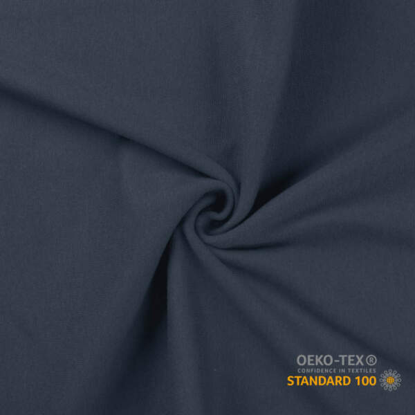 Denim blue circular knit rib fabric