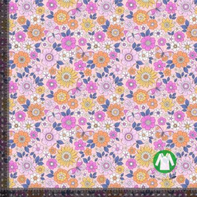 Jersey print with cute little flowers - pink - Image 1