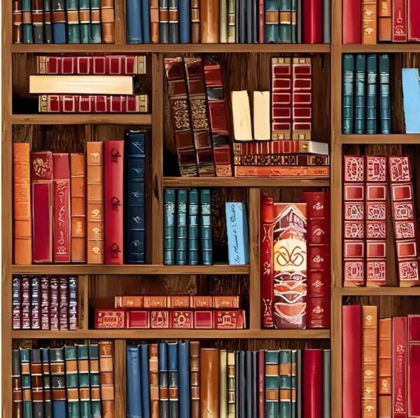 bookshelve-min-1.jpg Gobelin - Books 2 woven home fabric with book motif