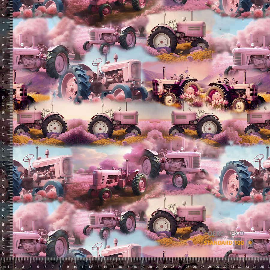 Jersey print med pink traktorer 3