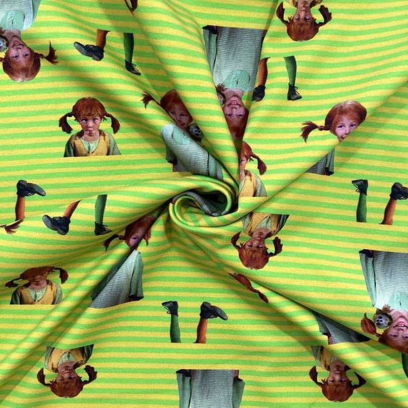 Jersey print med Pippi - Gul/grøn