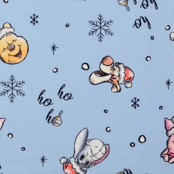 French terry with Christmas Winnie the Pooh - blue
