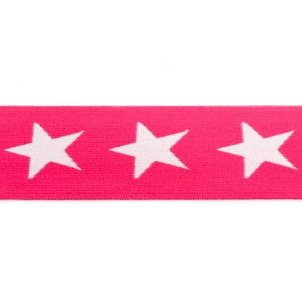 30273_1.jpg Fuchsia 40mm elastic with white stars, 4 cm wide