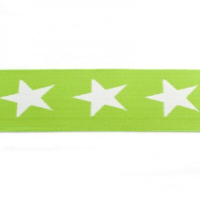 Elastic with white stars -40mm - Lime - Image 1