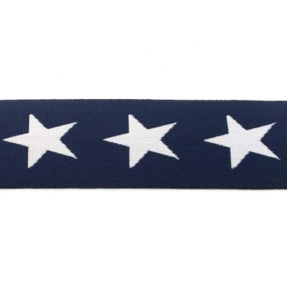 Elastinen nauha valkoisilla tähdillä -40mm - Navy